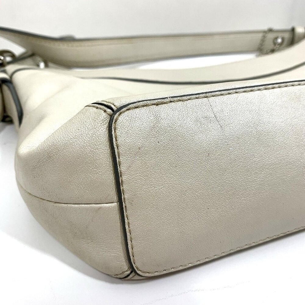 COACH Ashley 2012 Leather SHIMMERY Platinum White Crossbody BUCKLE STRAP F15512 - Picture 7 of 16